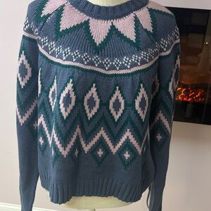 True Craft Women's Sweater - Blue, Pink, Green Pattern NWT